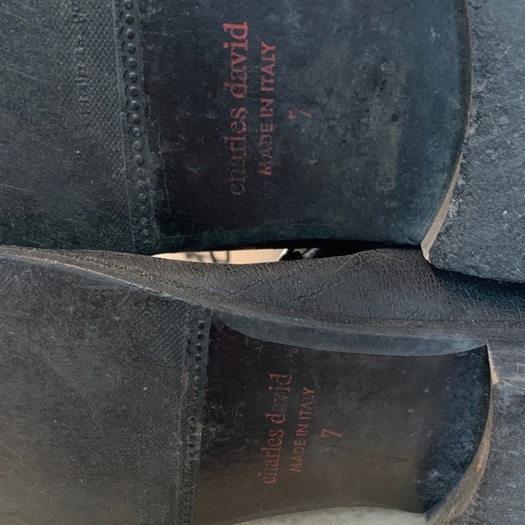 Charles David Knee High Tall Black Leather Lace-Up Boots 7 - Picture 13 of 13